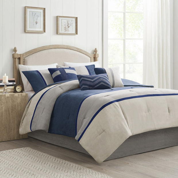 7 Piece Faux Suede Comforter Set