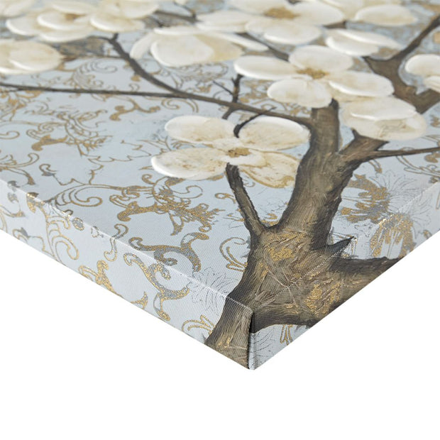 Gold Foil and Hand Embellished Floral Canvas Wall Art